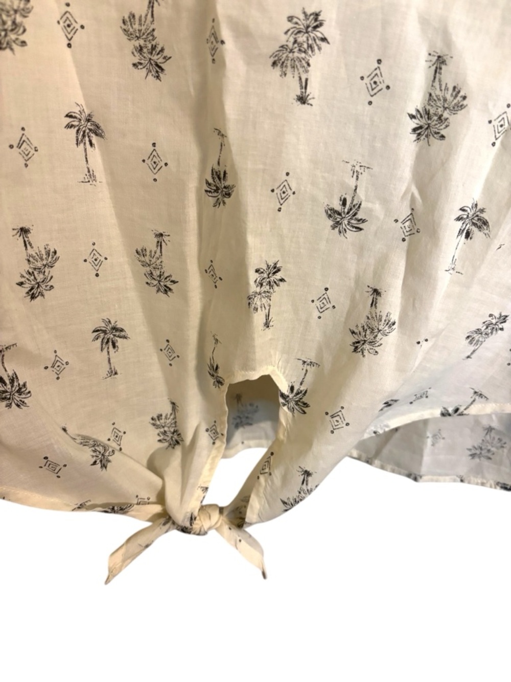 Lucky Brand White Palm Tree Print Tie Front Top XL - Picture 2 of 6
